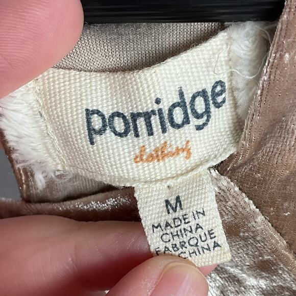 Porridge Clothing Jessie Crushed Velvet Halter Top Keyhole Closure Gold M 124051 - Picture 5 of 10